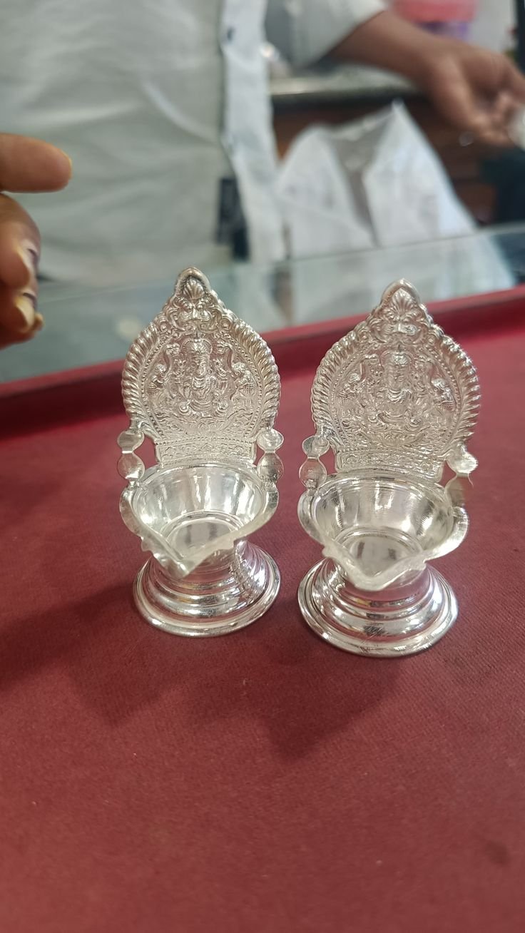 Silver diya