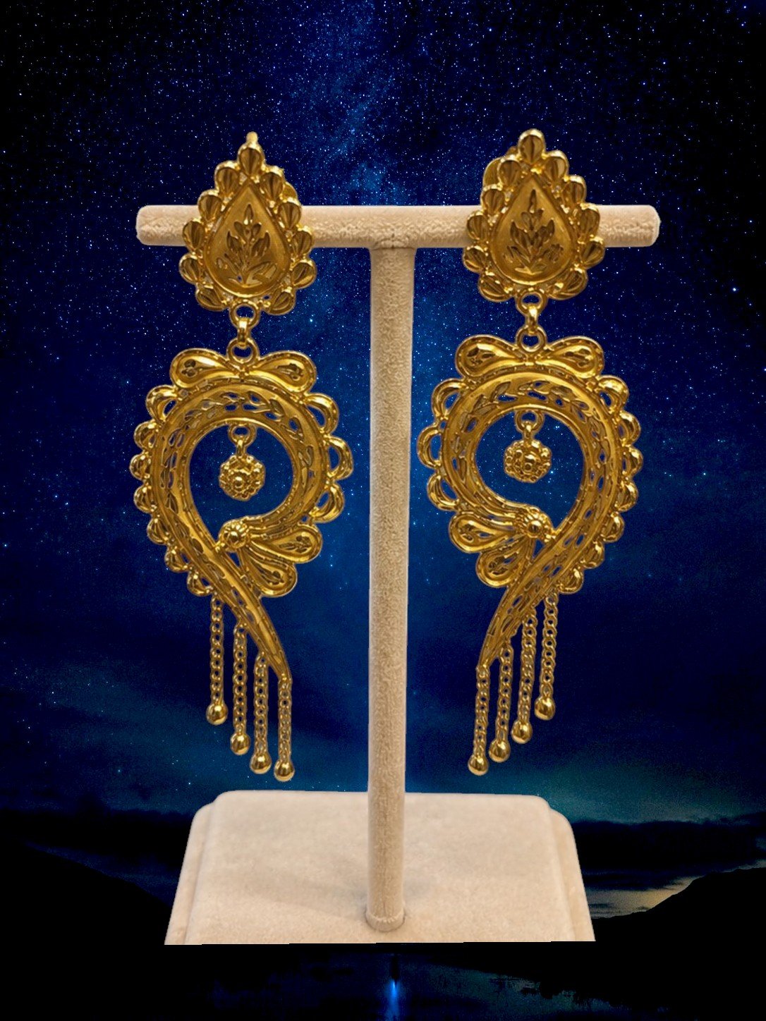 Intricate Filigree Gold Earrings