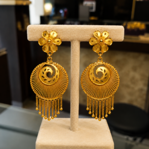 Graceful Ethnic Gold Dangler Design