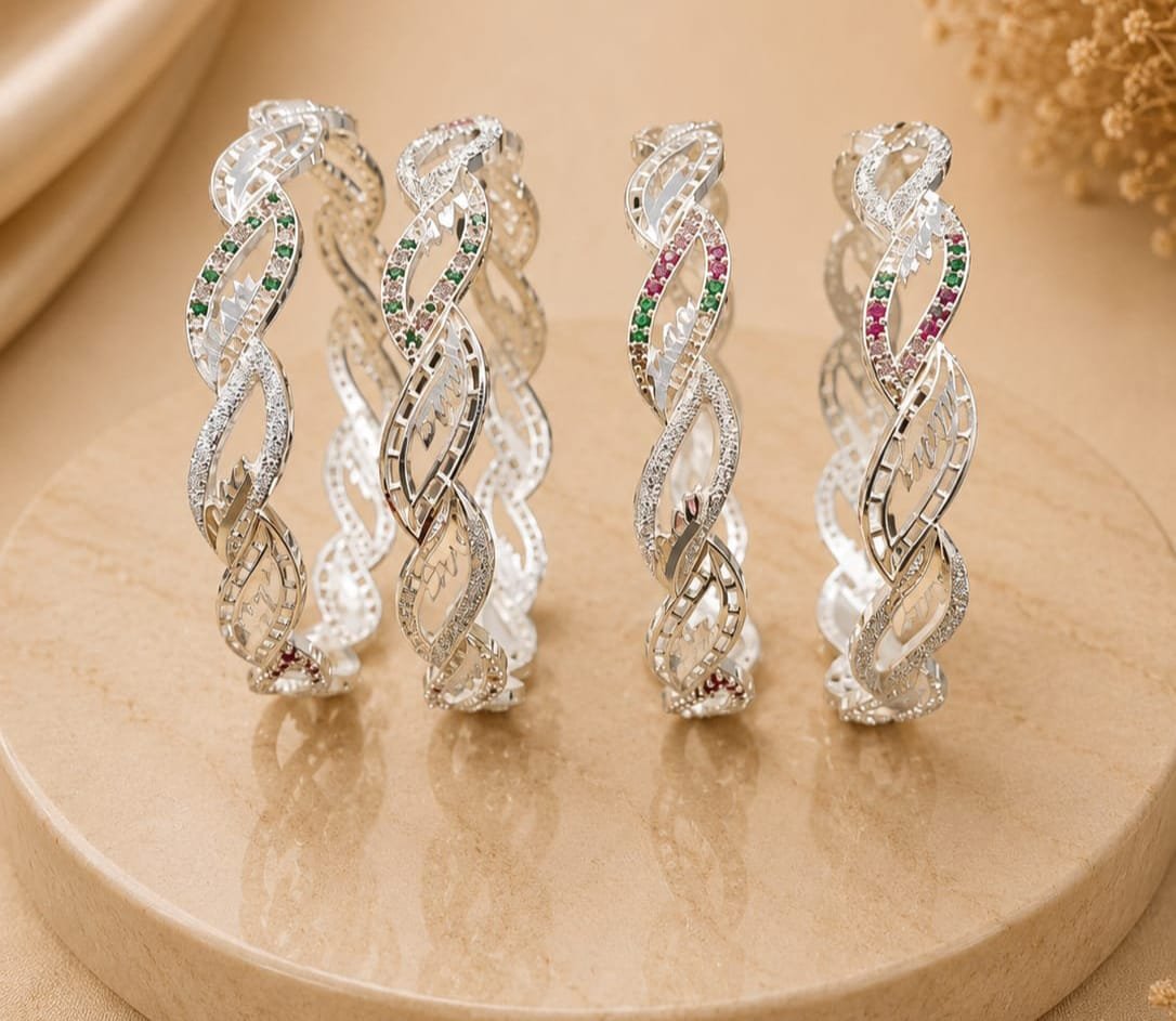 Modern Queen Silver Bangles