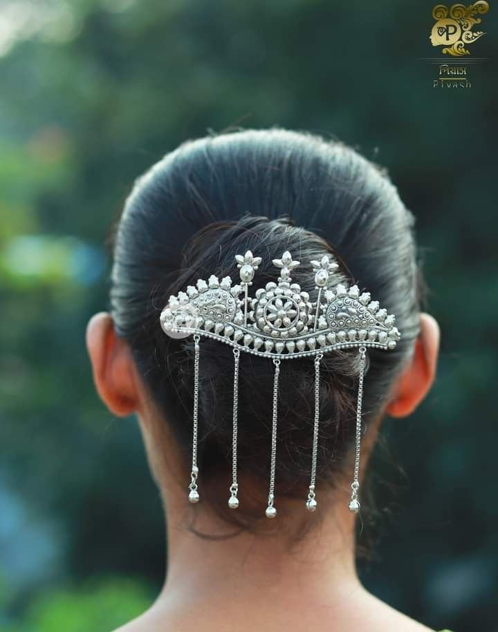 Pure Silver Traditional Hair Bun Clip
