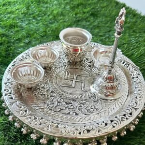 Traditional Silver Puja Items Set