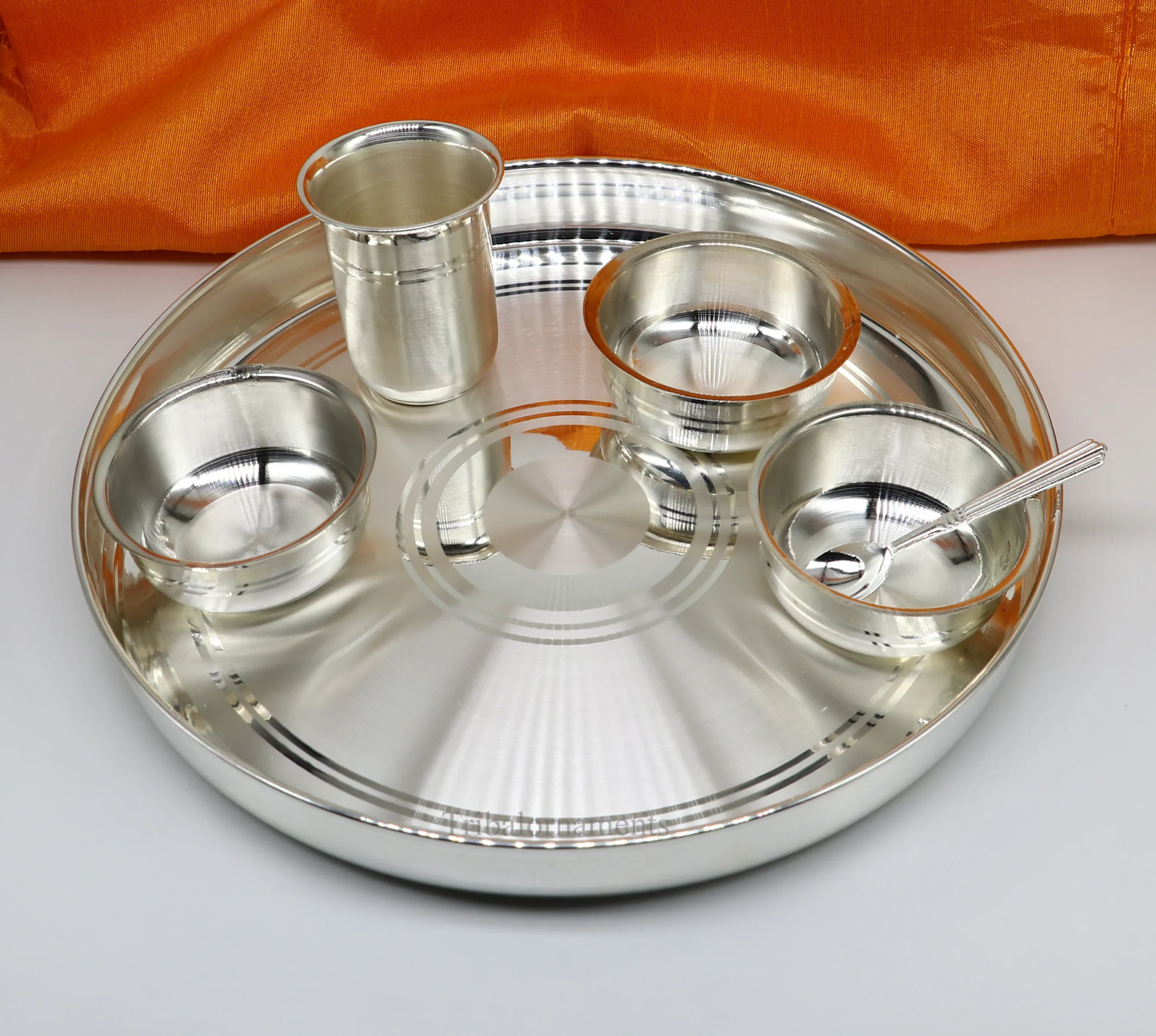 Silver baby food dining set