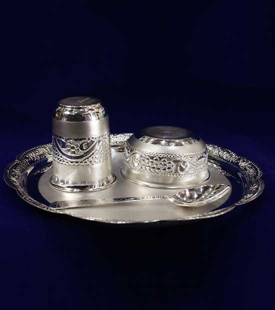 Handcrafted Silver Baby Feeding Set